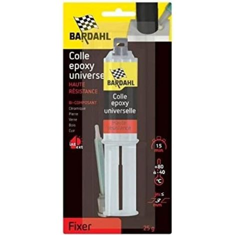 Bardahl – Colle époxy universelle bi-composant – Résine et durcisseur pour métal, plastique et bois – Assemblage de précision