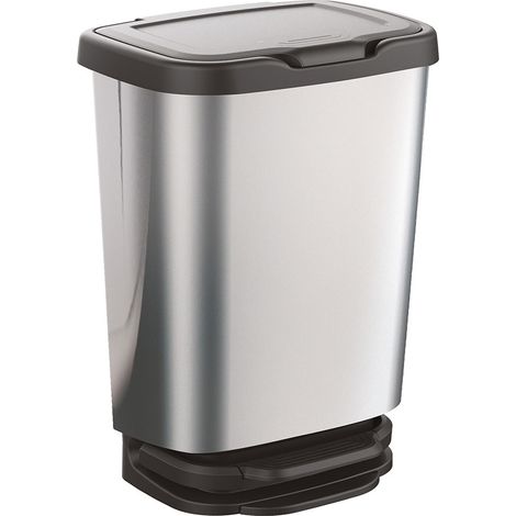 Mondex Poubelle moderne argentée 20 litres à pédale (1/2)