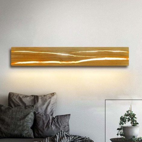 Indoor Wall Sconce, Wooden Bedroom Wall Lamp - 3000K Warm White LED 12W Rotating Night Light for Hallway with Switch, Indoor Lighting for Bar, Staircase, Cafe, Living Room, 50CM [Energy Class