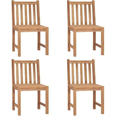Chaises de jardin - FAFEICY - 3073091 - Bois de teck massif - Lot de 4 - Coussins beige (1/5)