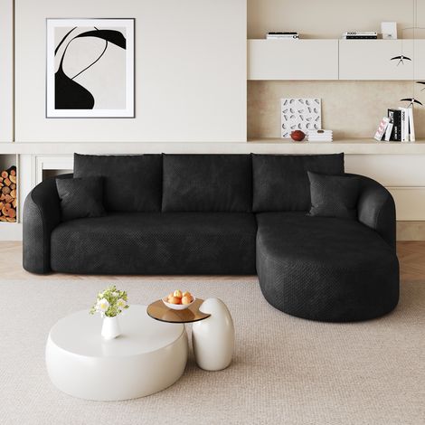 Ecksofa 266 cm in Schwarz, modular aus Stoff, L-Form, ohne Montage (1/5)