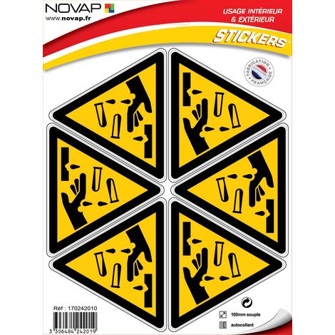 Planche 6 Pictogrammes Triangle 100mm - Danger Matières Corrosives - 4242019