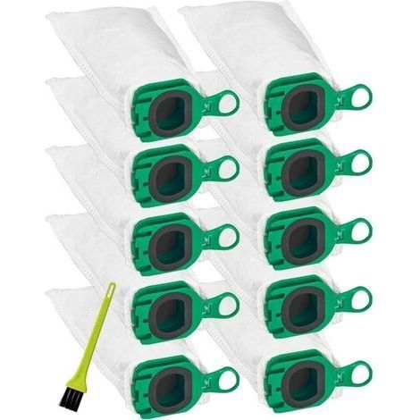 Lot de 10 Pcs Sacs Aspirateur Compatible avec Vorwerk Kobold VB100 FP100 Accessoires Remplacement Filtrants Sacs à Poussière de Rechange Compatible avec Vorwerk FP 100 VB 100 H184 (1/5)