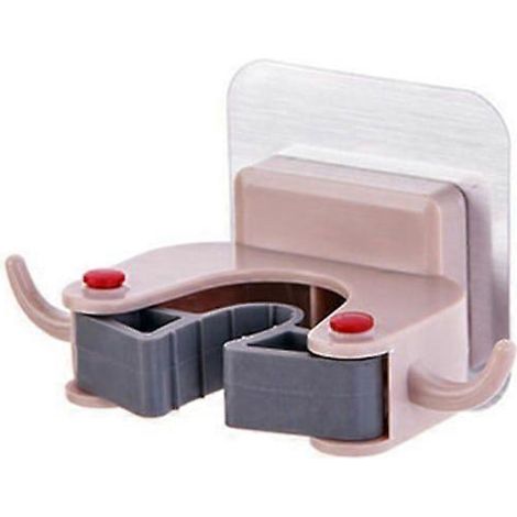 Wandmontierte Aufbewahrung für Besen, sehr stabiler, selbstklebender Kunststoffhalter für Besen und Mopps mit Haken. (1/5)