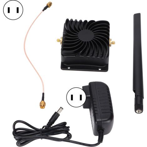 Amplificateur de signal WiFi 2,4 GHz en forme d'éventail spiralé noir - Répéteur sans fil 100-240 V (prise américaine) (1/5)
