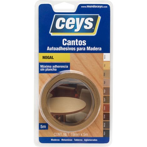 Ceys Cantos Autoadhesivos para madera máxima adherencia Color Nogal 19mm x 5m