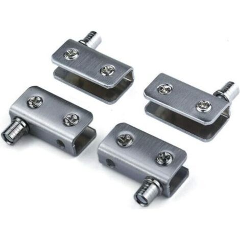 Pack of 4 90° Pivot Hinges in Stainless Steel – No Drilling Required for Glass 5-8mm Thickness – Rubber Pad Included (1/5)