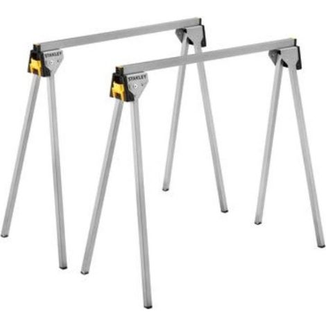 Pack 2 Caballetes Plegables de metal Stanley  Abierto: 73,6 x 42,4 x 85,5 cm  Plegado: 10,5 x 9,6 x 79,4 cm (1/5)