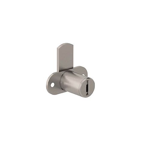 Serrure batteuse nickelée 90° en zamac – Cylindre Ø16,5mm – Longueur 22mm – Livrée avec 2 clés métal – Pour sécuriser vos espaces – Ojmar (1/3)