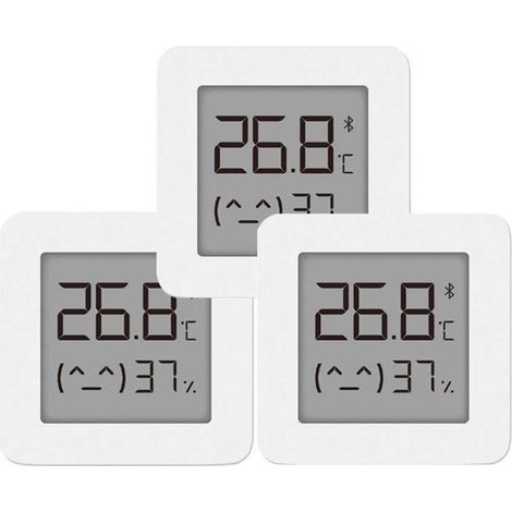 Thermomètre numérique Xiaomi Mi Hygromètre Bluetooth, lot de 3, capteur de température et humidité intérieure, écran LED, compatible application, précision professionnelle. (1/5)