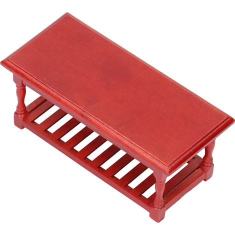 Table basse miniature pour maison de poupée à l'échelle 1:12, accessoires de décoration, mobilier miniature couleur acajou (1/5)