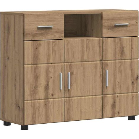 Buffet,Bahut,Meuble de Rangement chêne artisanal 88.5 x 30.5 x 73 cm Bois d'ingénierie CFW54254 (1/5)