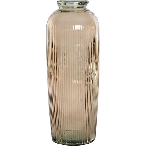 Vase en cristal recyclé taupe pour décoration chic - Teinte taupe subtile et naturelle (1/3)