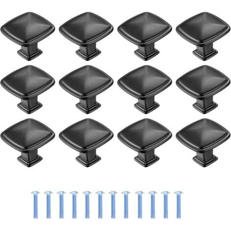 QORVA-12 Pièces Poignee de Meuble Cuisine Noir, Tiroir de Poignée Porte, Bouton de Meubles Cuisine de Porte, Poignées de Meuble pour Placard Armoire Cuisine - 1,2 po/30 mm