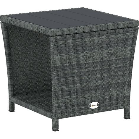 Outsunny Side Table 2-Tier with Storage Shelf/Grey