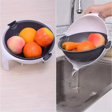 Hachoir-coupe-légumes rotatif multifonction avec panier d'égouttage, grande capacité, ustensile de cuisine portable (1/5)