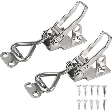 Loquet à Bascule Inox Serrage Fermeture Capot a Levier Menuisier Pince Réglable pour Armoire Porte ,96×18×20mm 2pcs 20mm Acier (1/5)