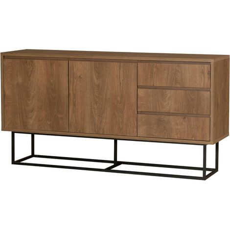 Dmora - Konsolentisch Alsafi, Ausziehbarer Mehrzwecktisch, Eingangskonsole, Regal mit Erweiterungen, 140x36h72 cm, Walnuss und Schwarz, mit verstärkter Verpackung (1/5)