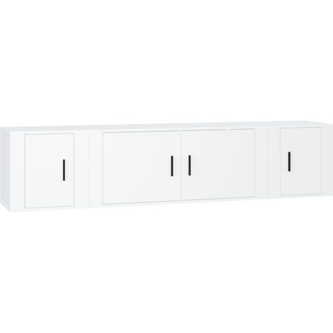 Conjunto de muebles mueble aparador TV televisión salón dormitorio salón 3 piezas madera contrachapada blanco 020024473