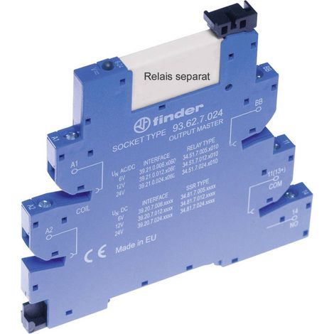 Finder 93.62.7.024 Zoccolo per relè con leva di bloccaggio, con LED, con circuito di soppressione EMC Adatto per serie (1/2)