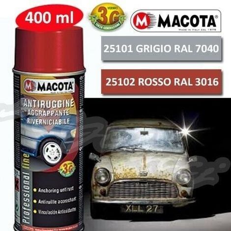 MACOTA Antiruggine Spray Fondo Aggrappante Riverniciabile Vernice da 400 ml – ROSSO (1/2)