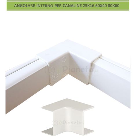 Angolare interno angolo per canaline elettriche passacavi coprifili bianco canalina 25x16 60x40 80x60  80x60 (1/2)