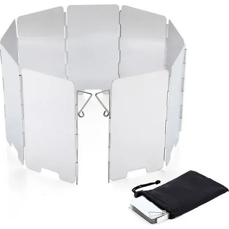 Pare-brise pour réchaud de camping pliable, portable, en 9 pièces, avec système de verrouillage, pour réchauds de cuisine portables. (1/4)