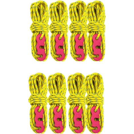 Corde réfléchissante à haute résistance 8PCS 4mm (jaune)