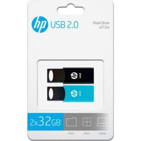 Memoria USB USB 2.0 32GB HP HPFD212-32-TWIN Negro y Azul, Azul (1/2)