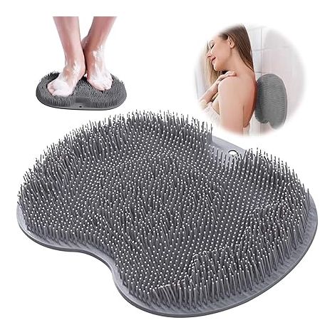 Tapis de douche, brosse de douche pour les pieds et le dos, tapis de massage, brosse pour les pieds, nettoyeur de massage avec ventouse antidérapante, tapis de massage en silicone, tapis de massage po (1/5)