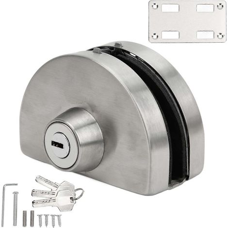 Verrou de porte vitrée 97x65mm en acier inoxydable renforcé, résistant à l'usure et à la corrosion, serrure de sécurité pour porte en verre (1/5)