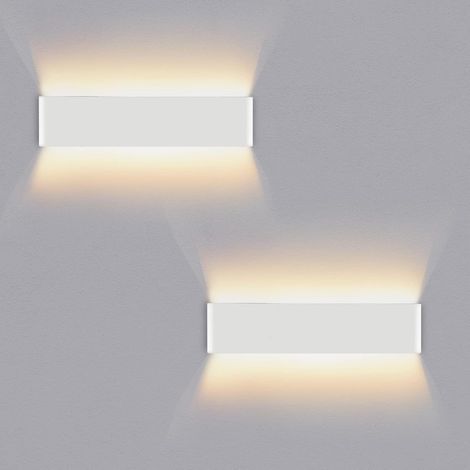 Applique Murale LED - Lot de 2 - Aluminium - 16W 40CM - Éclairage Haut et Bas - Intérieur Chambre Couloir - Blanc Chaud (1/5)