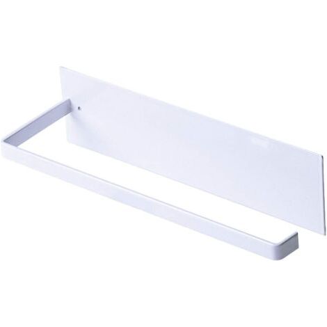 Portarrollos de papel de cocina de pared, sin taladro, de metal, autoadhesivo, 25 cm, color blanco