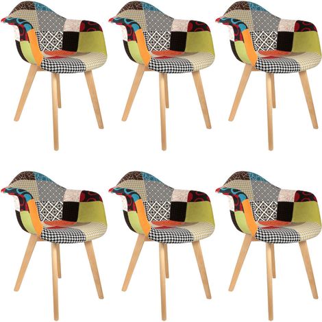 PATCHWORK - Lot de 6 Fauteuils Scandinaves Multicolore (1/5)