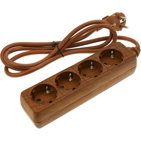 Multiprise 4 prises 16A 250V bois avec 1.5m câble (1/5)