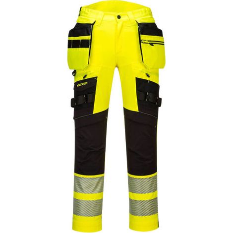 Pantalón de alta visibilidad DX4 Hi-Vis Detachable Holster Pocket Amarillo/Negro 34
