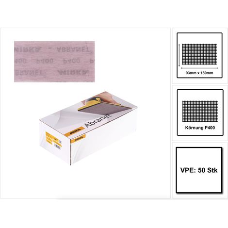 Mirka Coupes abrasives auto-agrippantes ABRANET 93x180mm  Grain: P400 - 50 pièces  ( 5412805041 ) (1/5)