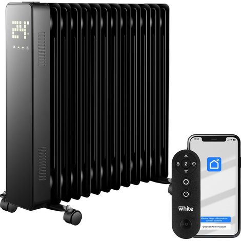 White - Radiatore Elettrico Ad Olio 13 Elementi. Stufa Elettrica A 240v. Telecomando Incluso, Funzione Touch. Display Led Luminoso. Calorifero Elettrico Con Ruote (1/5)
