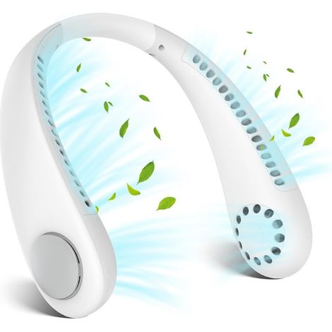 Trade Shop - MINI VENTILATORE COLLO PORTATILE RICARICABILE USB SENZA PALE 2600MAH 3 VELOCITÀ SILENZIOSO -