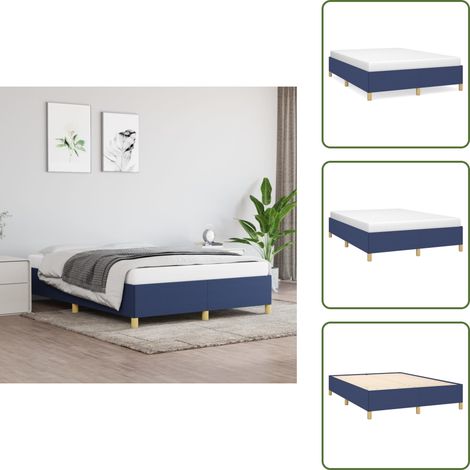 Cama de madera contrachapada - vidaXL Cama sin colchón tela azul 140x200 cm - Cama de dormitorio