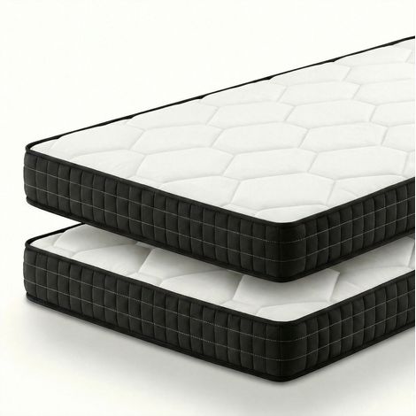 Lot de 2 matelas mousse 80x200cm – Épaisseur 15 cm – Mousse à mémoire de forme haute densité – 7 zones de confort (1/5)