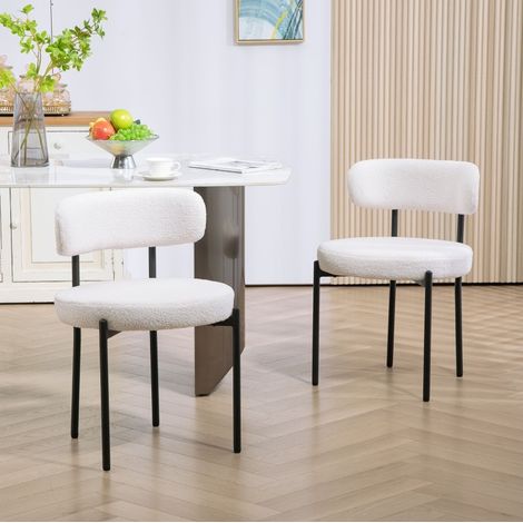chaise salle a manger lot 2 tissu creme blanc OKMYHOME (1/5)