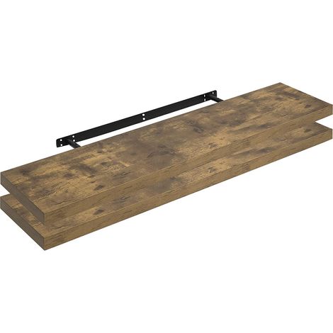 WOLTU Étagère Murale Lot de 2, Étagère Suspendue, Étagère Flottante de CD DVD, 120x23x3, 8cm Marron Rustique, RG9315hov-2