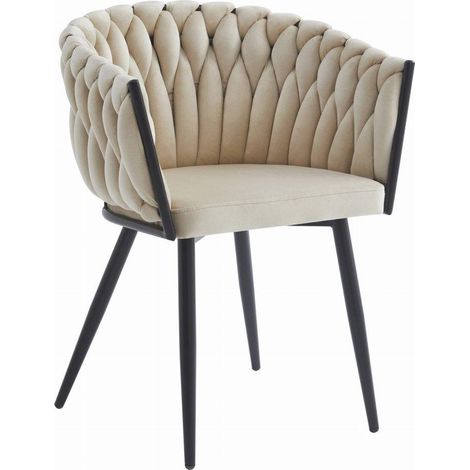 Silla Orion - terciopelo beige / patas negras x 1