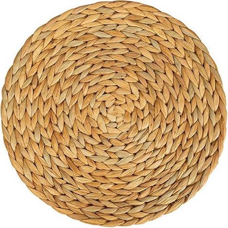 Set de table en jonc de mer (jacinthe d’eau tressée) - 30 cm - Lavable - Rond, naturel, Lot de 6 (1/5)