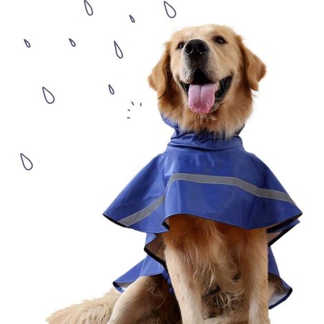 Poncho à capuche réfléchissant ajustable pour chien (Bleu S)