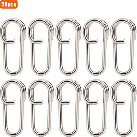 50 attaches ovales en acier inoxydable, clips de pêche puissants, mousquetons verrouillables, grande taille, accessoires de connexion (1/5)