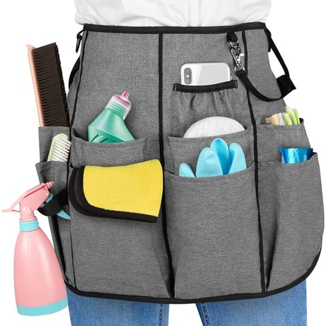 LoDrid Tablier de Nettoyage Professionnel Imperméable - 9 Poches de Rangement et Ceinture à Boucle Réglable, Idéal pour la Maison et l'Hôtellerie (1/5)