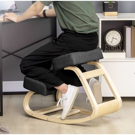 chaise bois ergonomique 51 69 58 cm noir bureau OKMYHOME (1/4)
