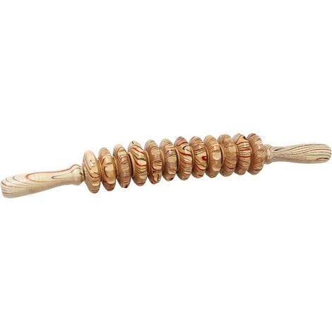 Rodillo de masaje con mango, rodillo de masaje de madera, masajeador de varilla de masaje, 1 unidad (1/5)